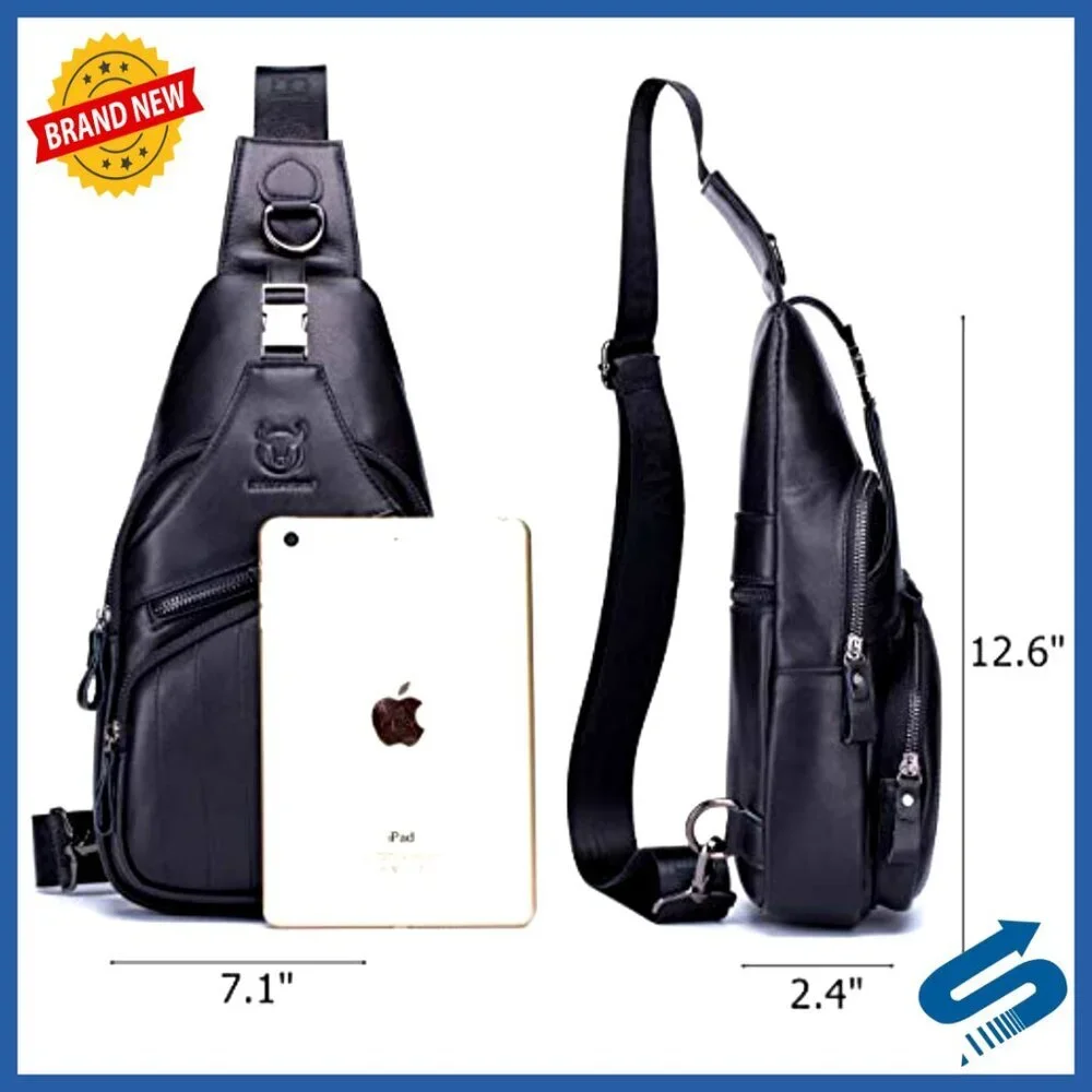 Genuine Leather Sling Bag Crossbody Shoulder Bag Travel Daypack